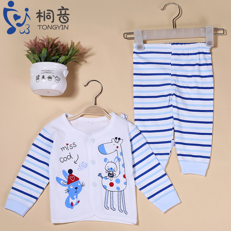 Tong Yin Baby Long Sleeve Suit Pure Cotton Autumn And Winter Baby From January To June Combed Cotton Underwear Two-Piece Set details Picture