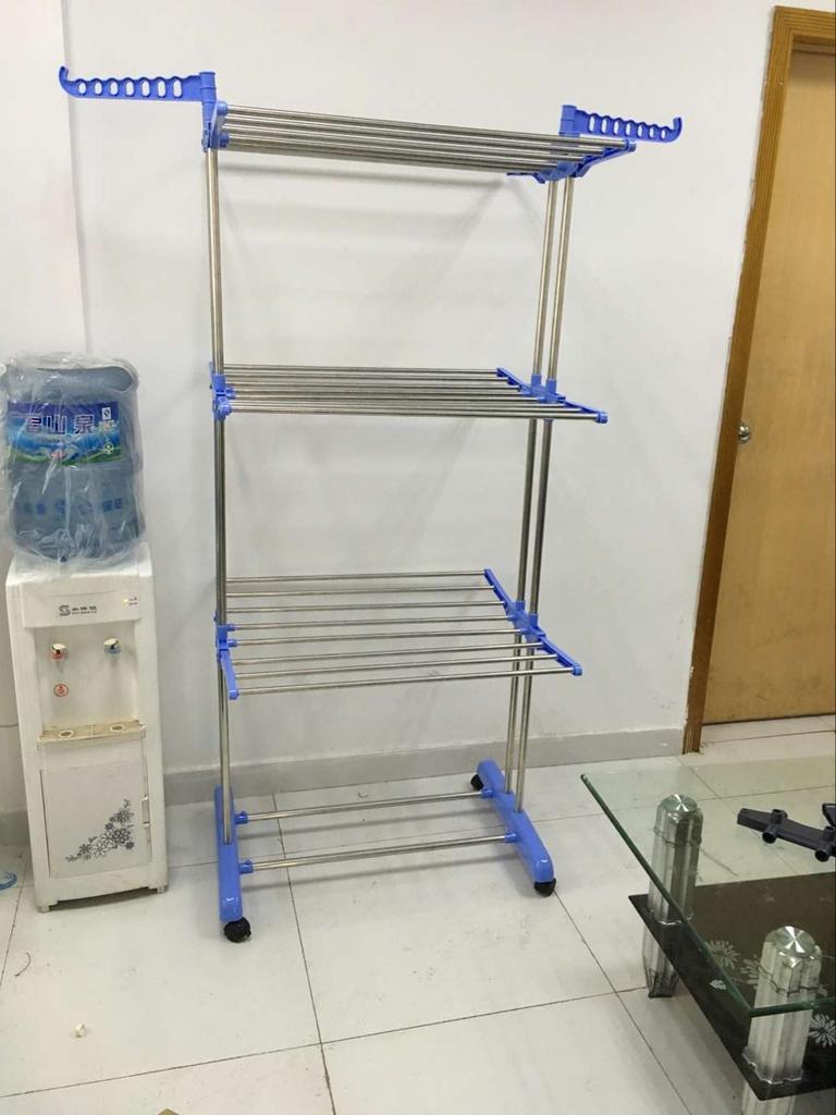 三层不锈钢衣架 毛巾架 两用