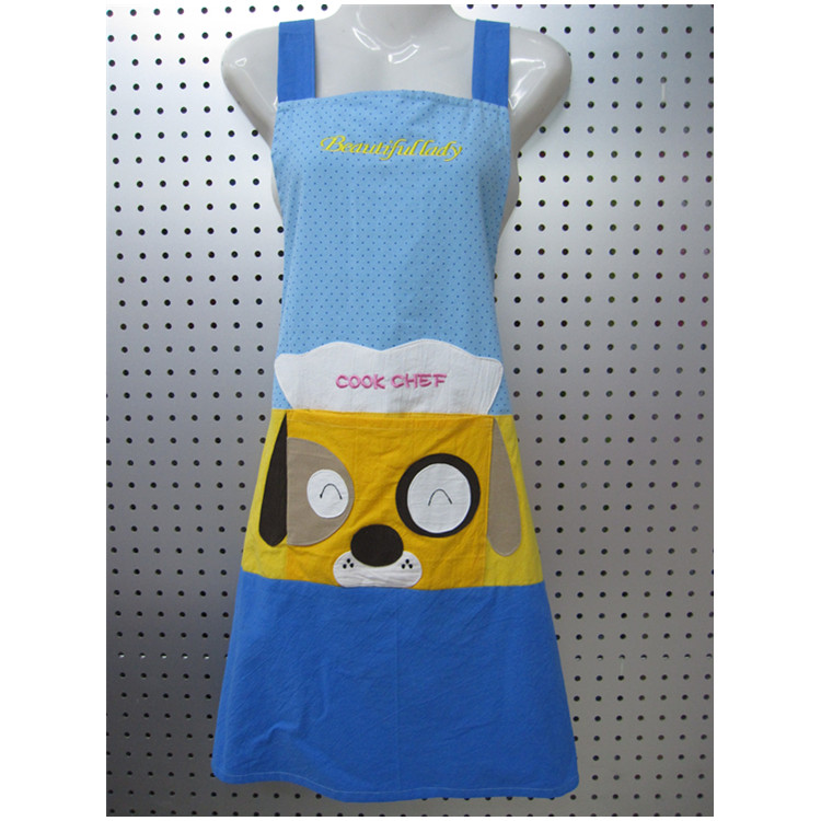 2021 New Explosive Factory Direct Sales Korean Version Yeast Wash Cotton Square Dog Cartoon Three-Dimensional Embroidered Apron Anti-Fouling Belt Home Apron