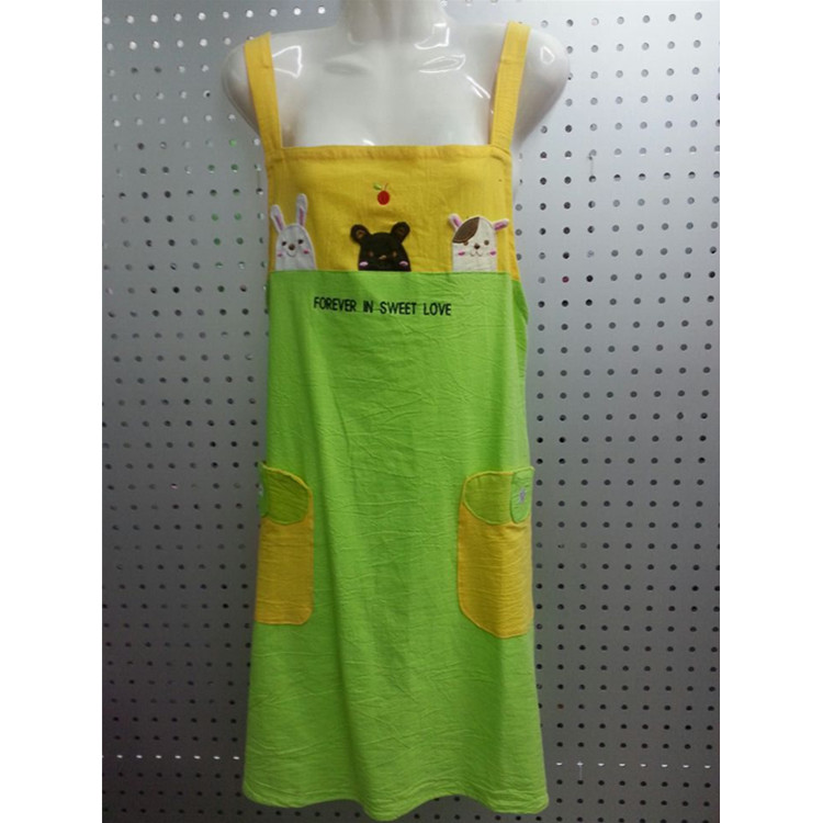 Self-produced and self-marketed Korean version of sand-washed cotton cartoon stick cloth embroidered anti-fouling belt apron thumbnail