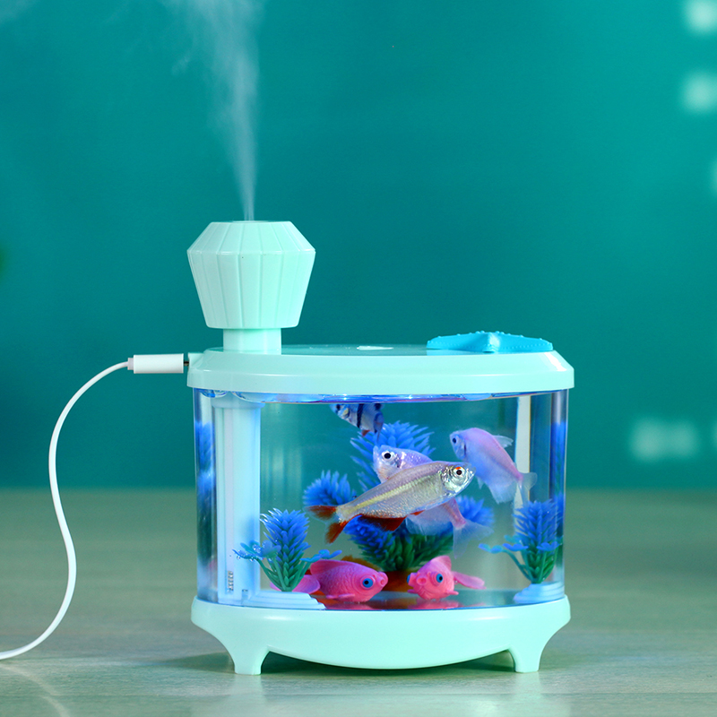 迷你USB鱼缸加湿器家用空调房卧室静音鱼缸灯加湿微景观大容量