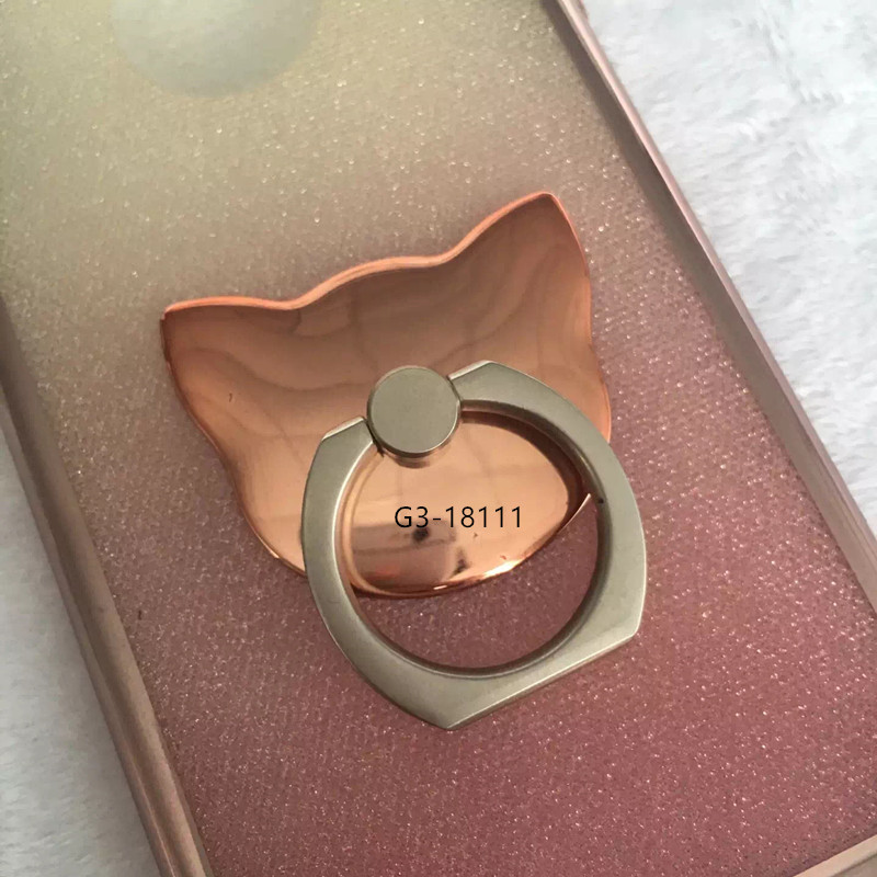 电镀猫头手机指环支架 创意指环支架小猫懒人指环支架产品图