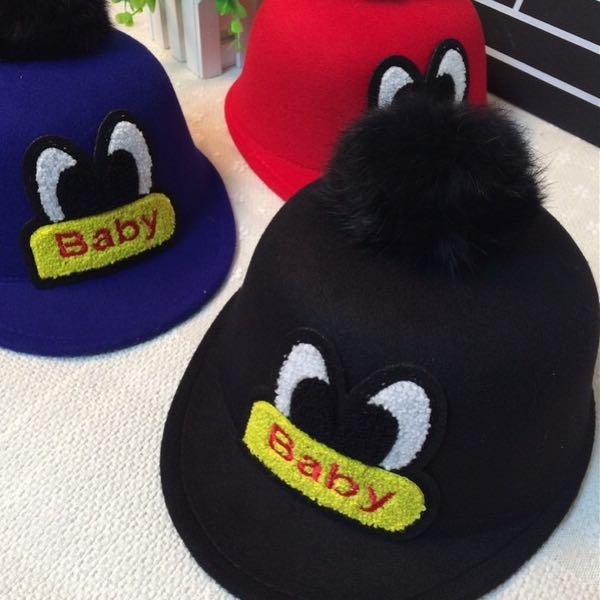 Yiwu Selection Korean version of children equestrian cap Qiu Dong baby baseball cap boy cap girl rabbit hair ball hair