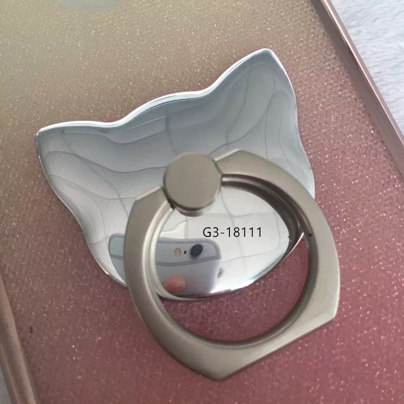 电镀猫头手机指环支架 创意指环支架小猫懒人指环支架图