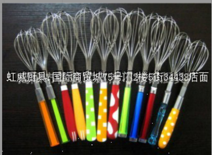 Stainless steel round handle egg beater Household color egg beater linear egg beater thumbnail