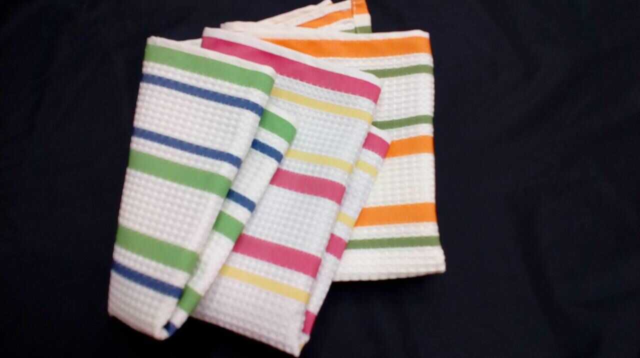 外贸彩色条纹抹布超细纤维清洁布洗碗布擦手布厨房抹布纤维方巾细节图