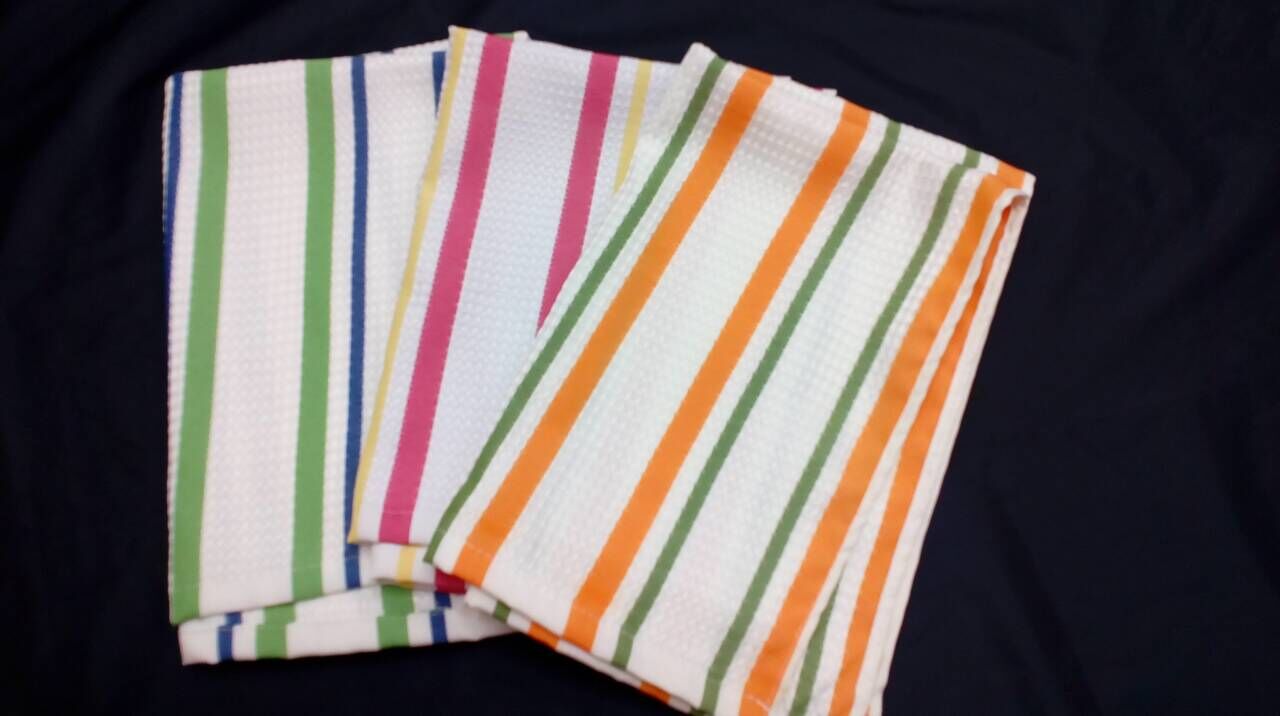 外贸彩色条纹抹布超细纤维清洁布洗碗布擦手布厨房抹布纤维方巾产品图