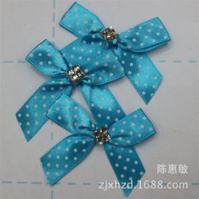 1.5 cm diamante cuadrado punto de impresión cinta de satén arco interior arco cinta accesorios