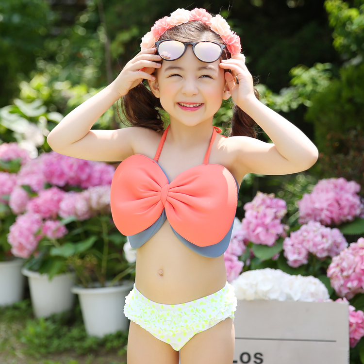 Children's swimsuit lovely bow bikini swimsuit three-piece swimsuit children's trade thumbnail