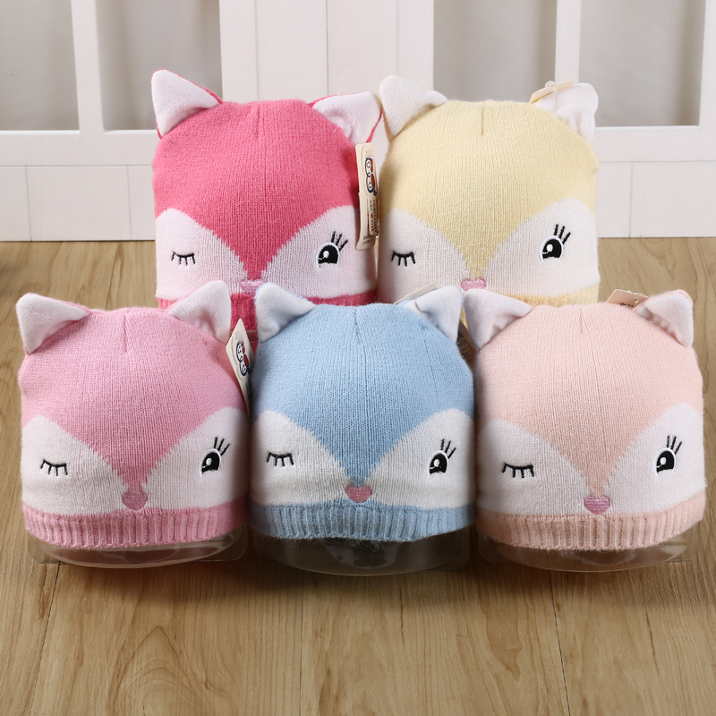 Boys and girls winter cap cover head cap cartoon fox warm knitting wool baby baby children