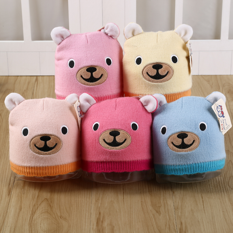 Single autumn winter baby cotton ear protector new baby cartoon wool hat