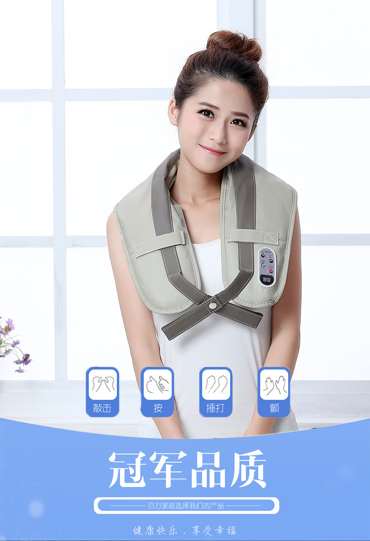 Full-body cervical spine instrument, back massager, shoulder and neck massage shawl, electric hammering massage shawl massager details Picture