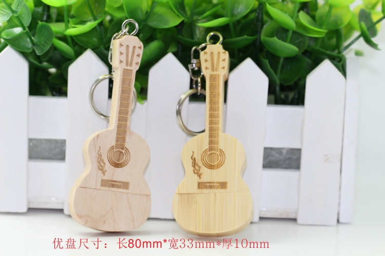 Personalized customized creative 16G wooden USB flash drive, birthday and Teachers' Day gift, engraved wooden guitar gift USB flash drive Specification image