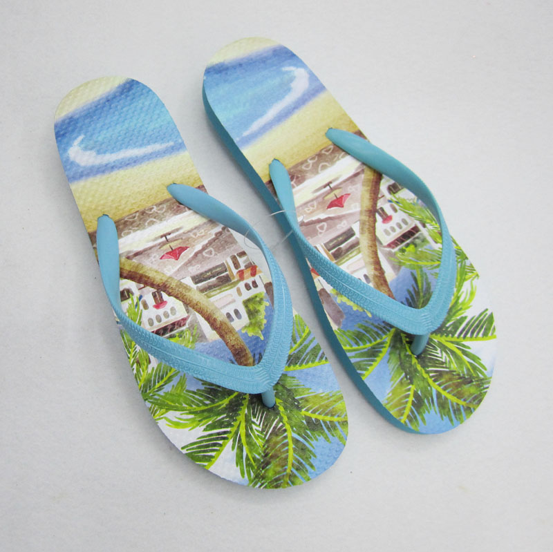 Heat transfer printed women's beach flip-flops are available details Picture