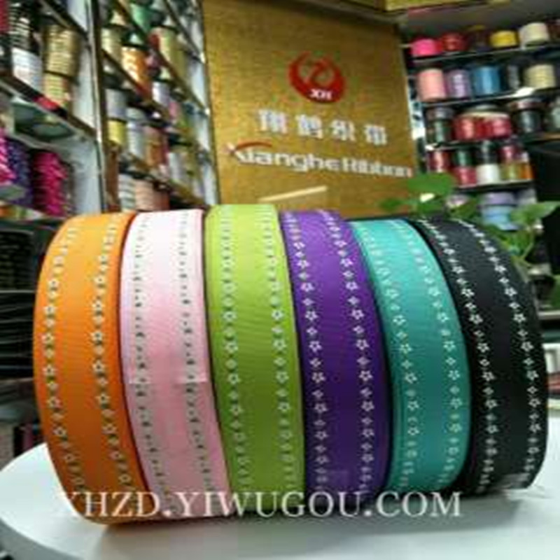 Xiang He ribbon 8 minutes 2.5 centimeters two-color printed rib ribbon dress hair accessories thumbnail