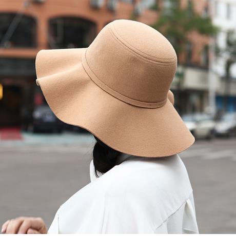 Small Pepper Korean Woolen Big-Eave Hat Autumn And Winter British Women's Wool Hat British Hat Imitation Wool Top Hat