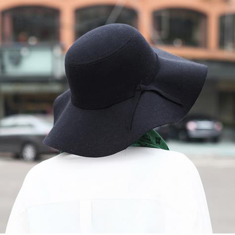 Small Pepper Korean Woolen Big-Eave Hat Autumn And Winter British Women's Wool Hat British Hat Imitation Wool Top Hat Specification drawing
