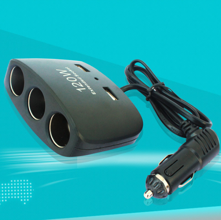 车载点烟器120W大功率双USB一分三车载电源分支器汽车用品细节图