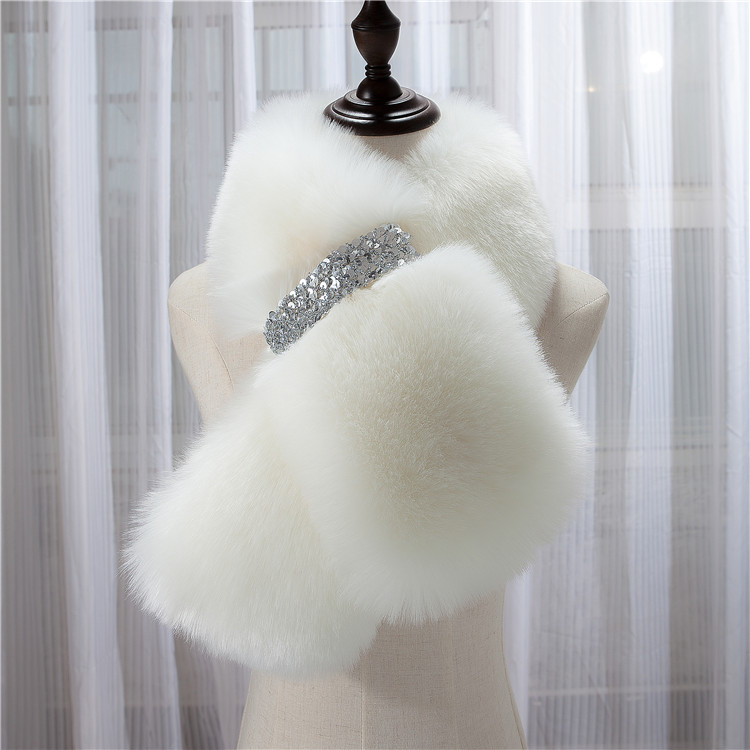 Ode To Joy Andy The Same Rabbit Hair Fox Hair Scarf Korean Version Of Warm Winter Female Imitation Fur Bib Shawl Fur Collar Specification drawing