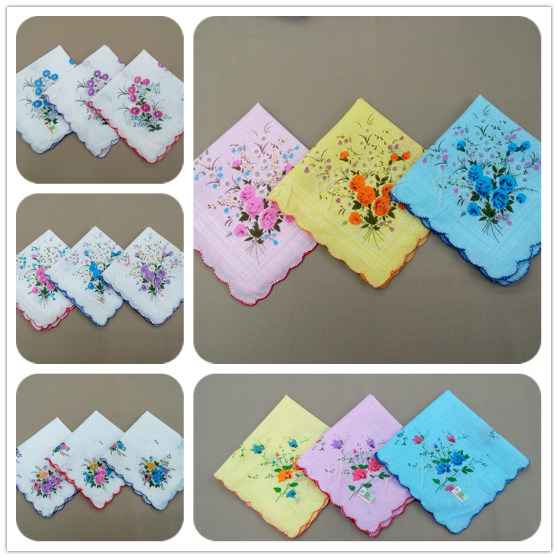 100% cotton 30 cm printed lady's handkerchief classic old handkerchief small print hand Juan thumbnail