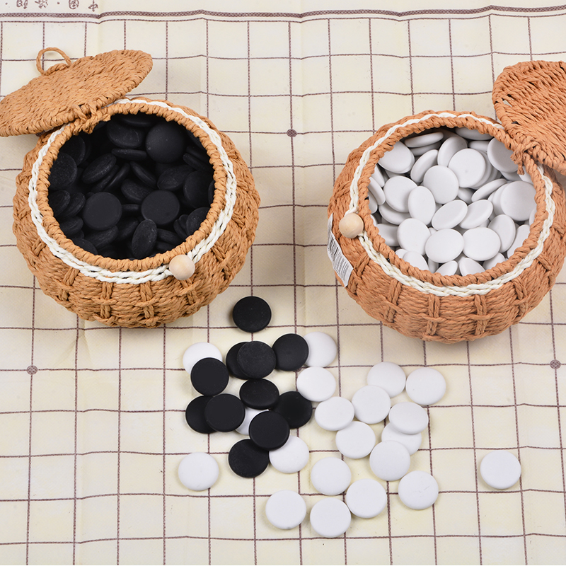 Double-element straw woven Go pieces, Go sets, artistic woven Go baskets, wholesale of Chinese Go boards details Picture