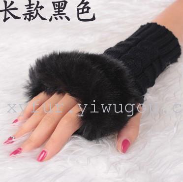Autumn/Winter 2016 Cute Imitation Rabbit Fur Fingerless Gloves Long Knitted Warm Gloves details Picture