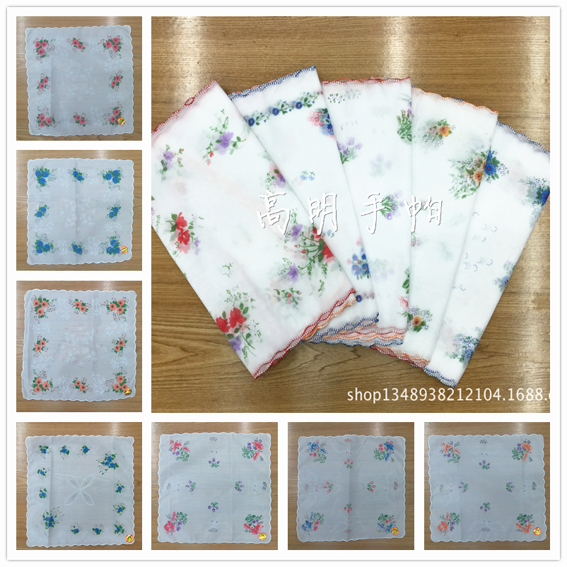 Classic polyester 30cm flower print lady handkerchief crescent side hand Juan factory direct sales thumbnail
