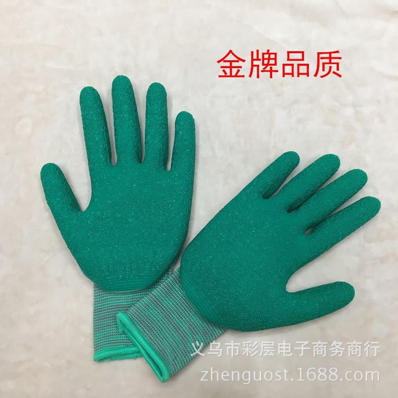 Thirteen Needle Nylon Latex Wrinkle Gloves Anti-Slip Wear-Resistant Construction Factory Site Labor Protection Factory Direct Sales details Picture