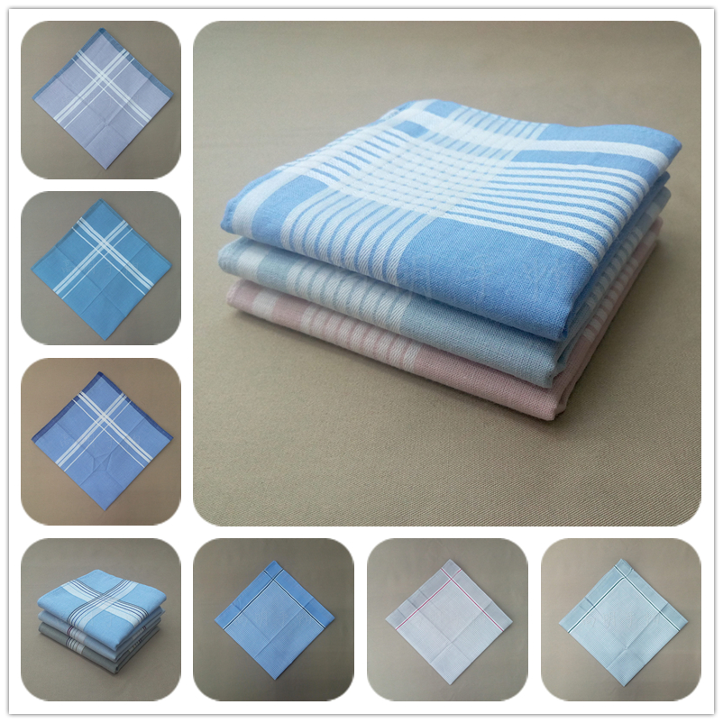 Pure cotton light checked men's handkerchief satin banding 40cm mixed outfit thumbnail