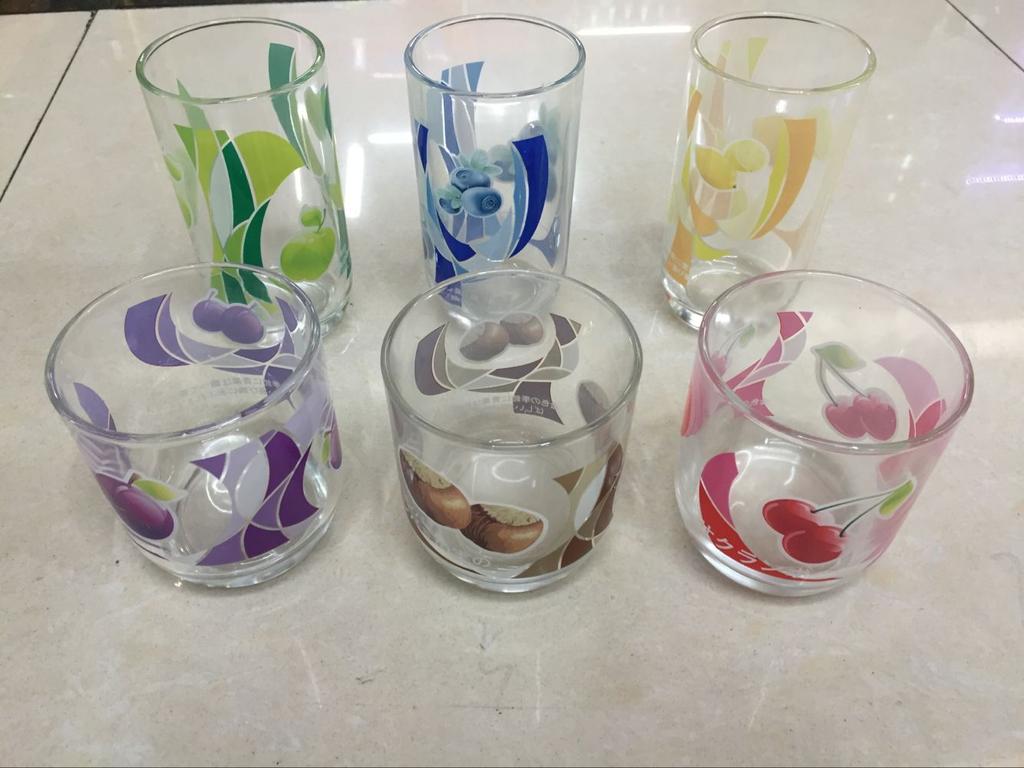 玻璃制品 大小爵士印花杯6PCS 水杯 果汁杯 玻璃杯