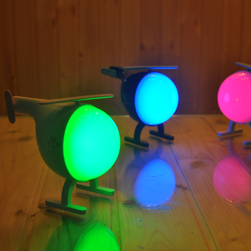 Creative LED helicopter light, intelligent seven-color atmosphere night light details Picture