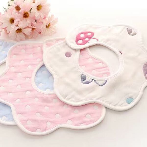 Wholesale 6-layer gauze pure cotton towels for infants and toddlers, flower petal bibs, and saliva wipes Specification image