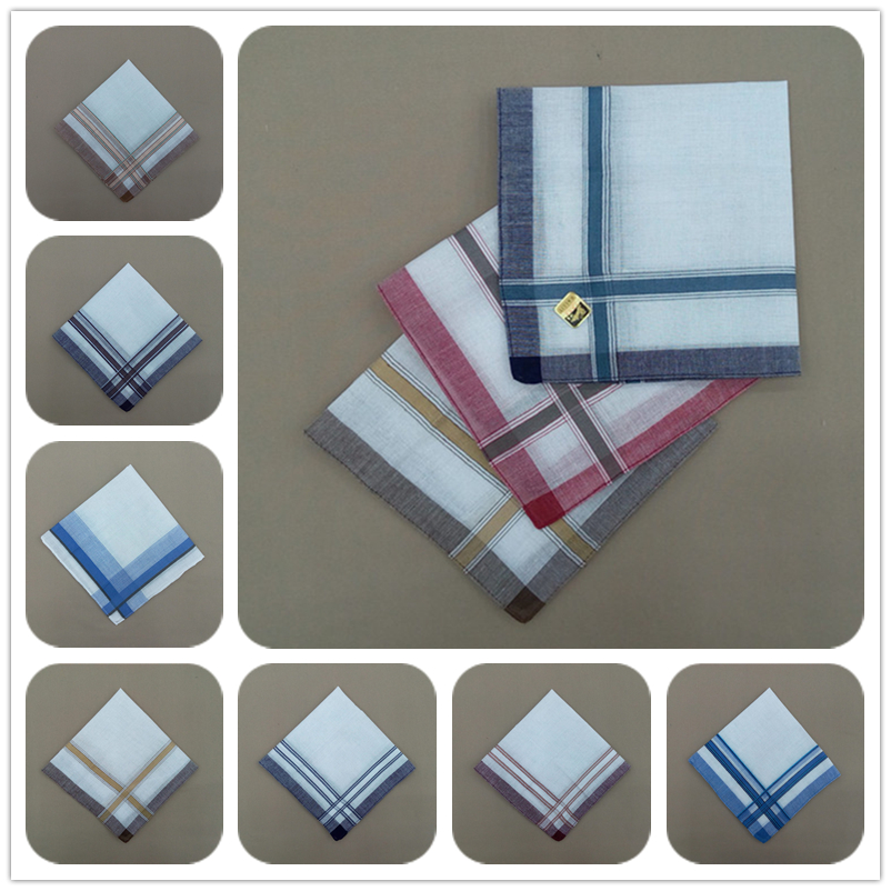 Terylene damask plaid men's handkerchief white center hand yun 37cm multi-flower mixed outfit