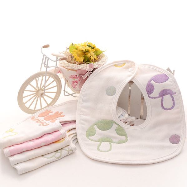 Wholesale 6-layer gauze pure cotton towels for infants and toddlers, flower petal bibs, and saliva wipes details Picture