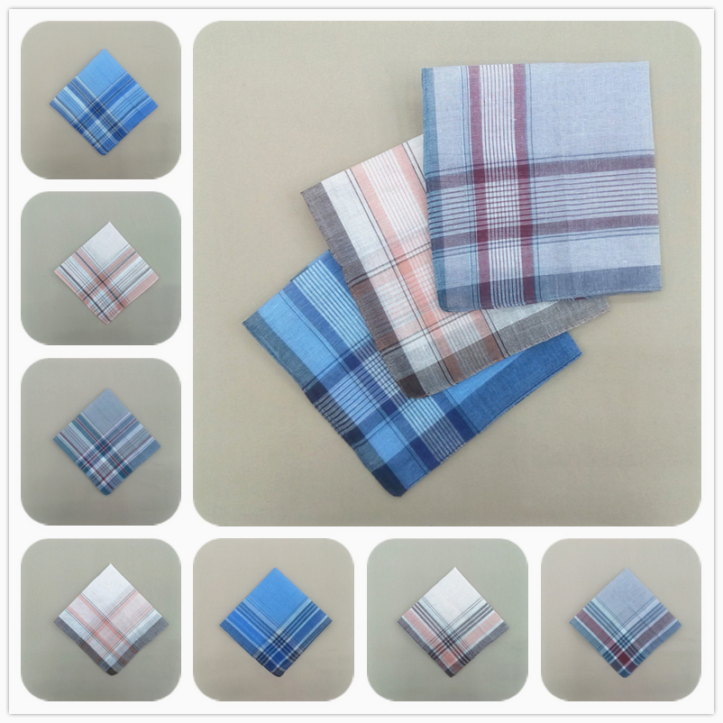 Strewley blended old light-colored classic men's handkerchief polyester-cotton well handkerchief 38 cm thumbnail