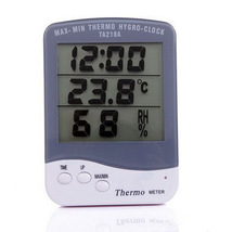 TA218B家用温度计带时钟室内电子温湿度计温湿度表