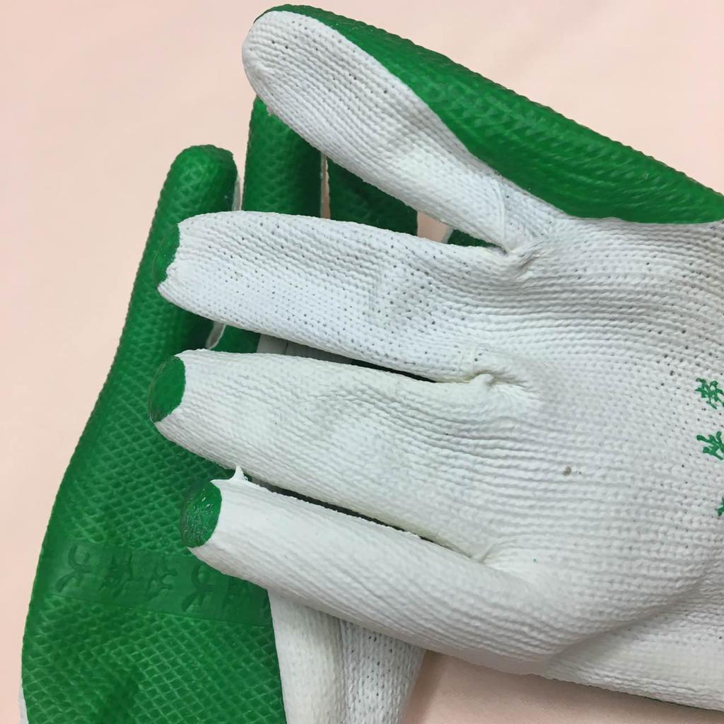 耐用挂胶浸胶红色绿色胶片耐磨防滑加厚防护劳保手套细节图