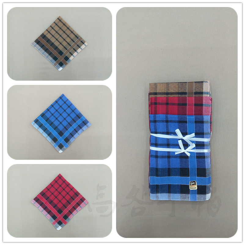 Wide grid man terylene handkerchief satin handkerchief 38 cm old single flower outfit
