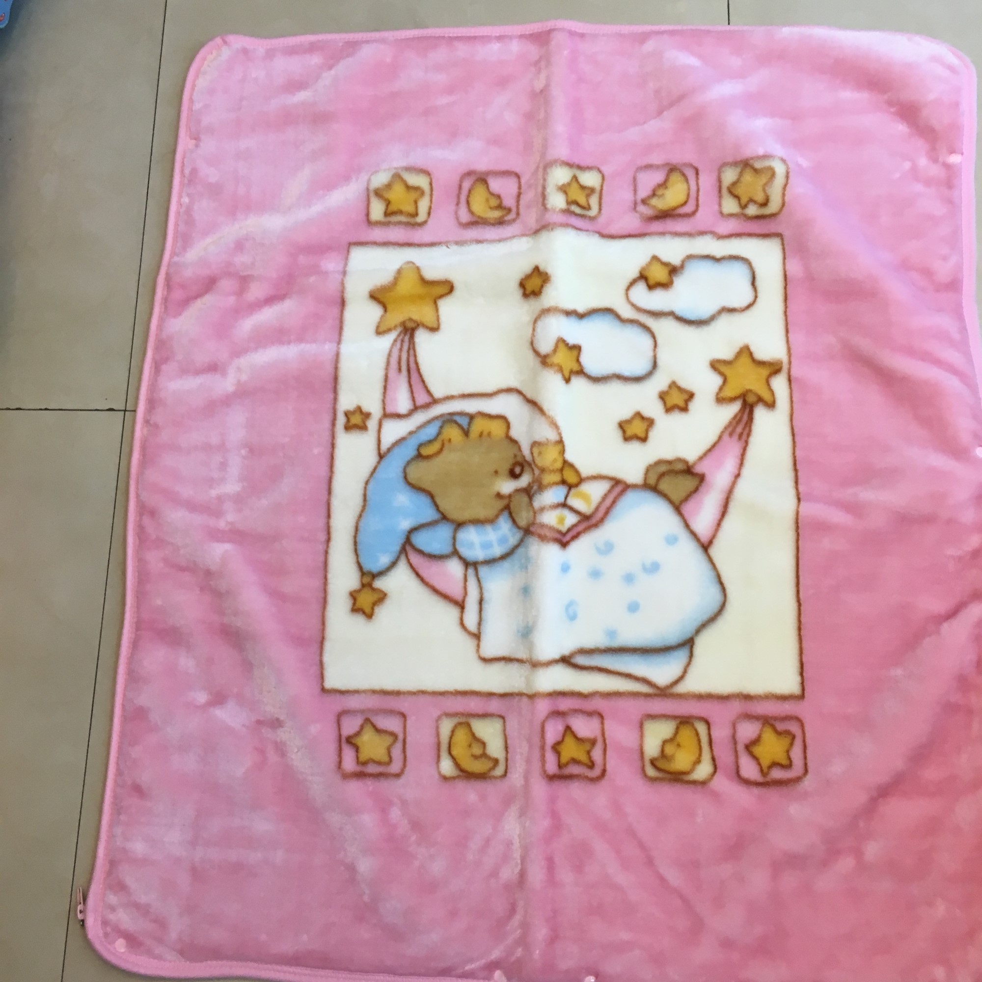 外贸宝宝毛毯新生婴儿抱毯宝宝外出带拉链毛毯细节图