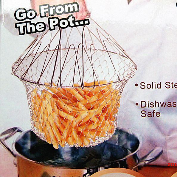 Stainless steel telescopic deep-frying basket, draining basket, folding fruit basket, and tools for frying strips