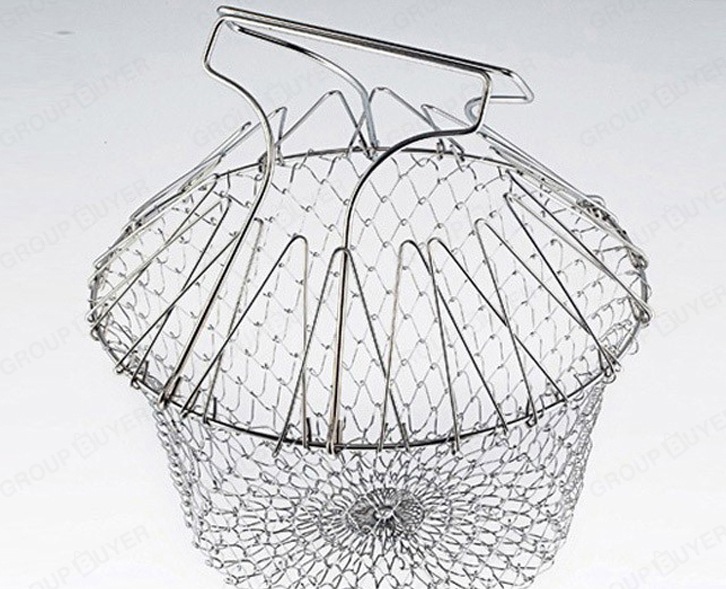 Stainless steel telescopic deep-frying basket, draining basket, folding fruit basket, and tools for frying strips Specification image
