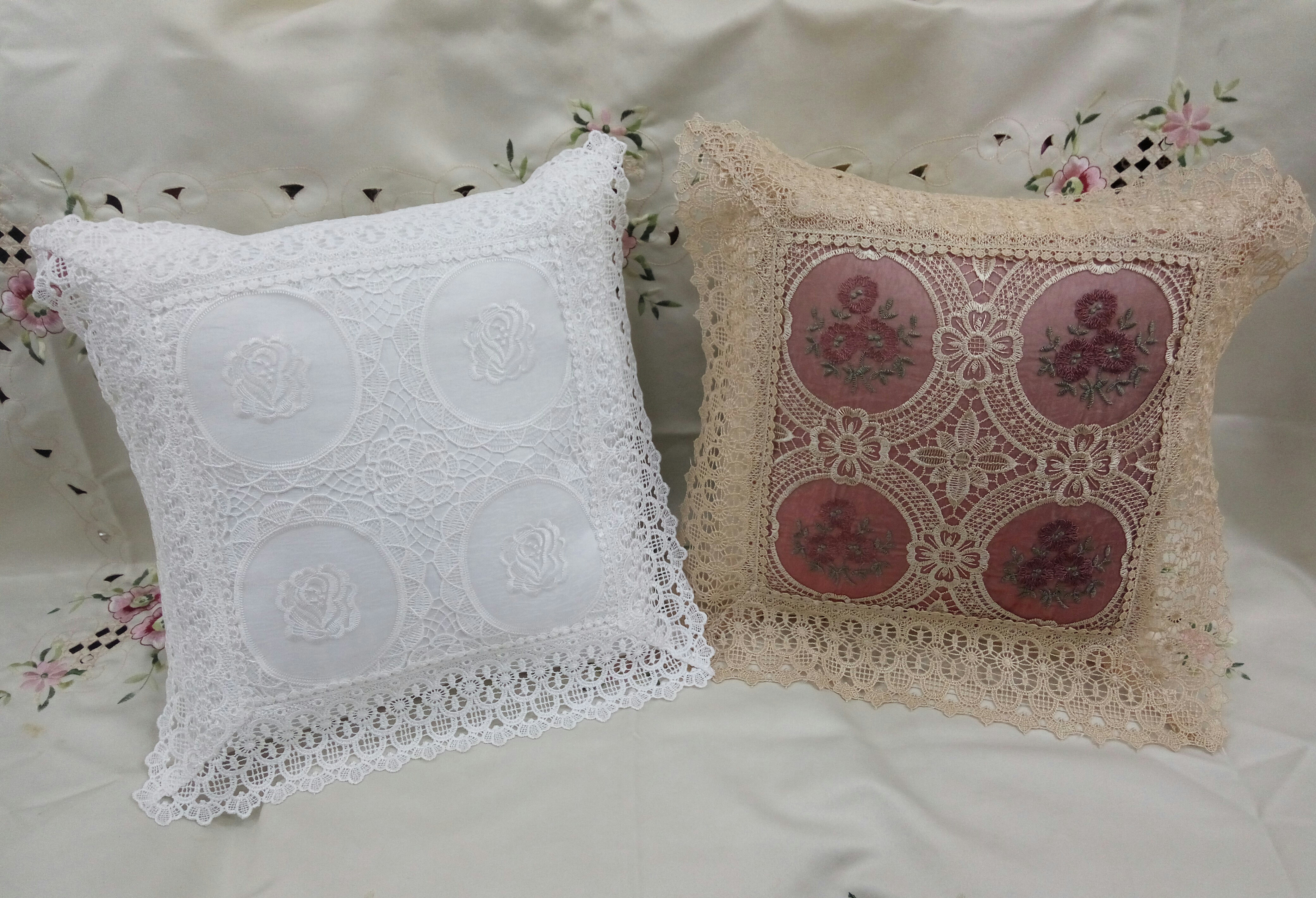 Water - soluble embroidered pillow thumbnail