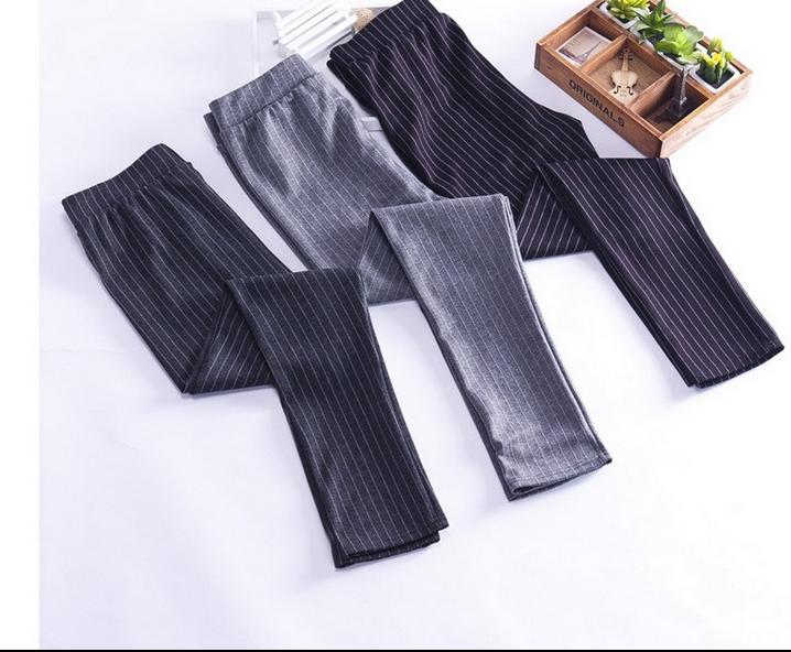 South Korea Dongdaemun vertical striped leggings women's cotton nine-minute foot pants