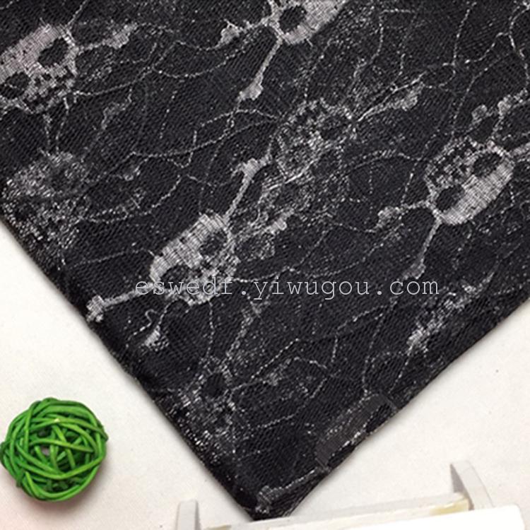 Factory direct sales of mesh lace two-color skull mesh fabric for clothing and handicrafts details Picture