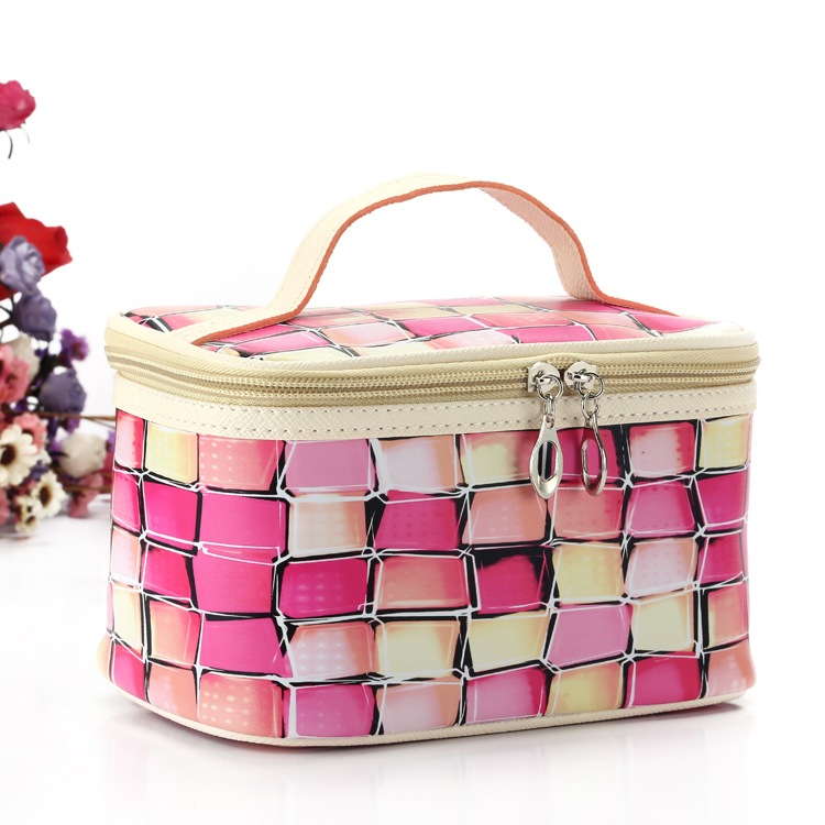 Colorful ice checkered makeup bag, makeup bag, toiletry bag, clutch bag, PU checkered handbag, cosmetics storage bag Specification image