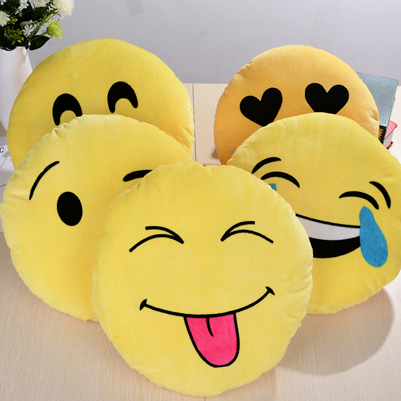 可爱QQ大表情微信表情动漫圆形家居抱枕靠垫枕头公仔创意