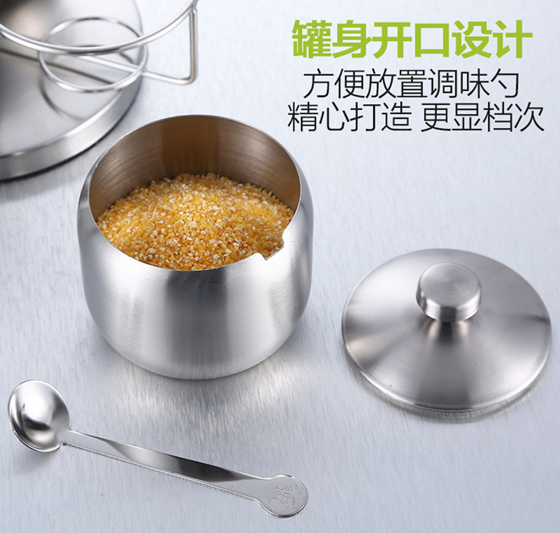 无磁砂光加厚不锈钢多用调料罐3件套 厨房调料好归属产品图