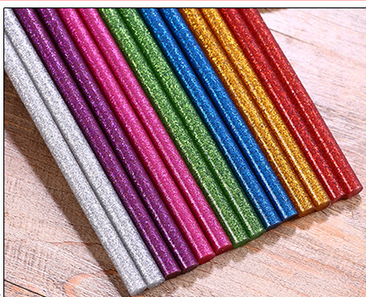 Colorful flash hot melt adhesive stick, Guke 1903c hot melt adhesive strip, flash hot melt adhesive, gold onion powder hot melt adhesive, colored fire paint wax stick details Picture