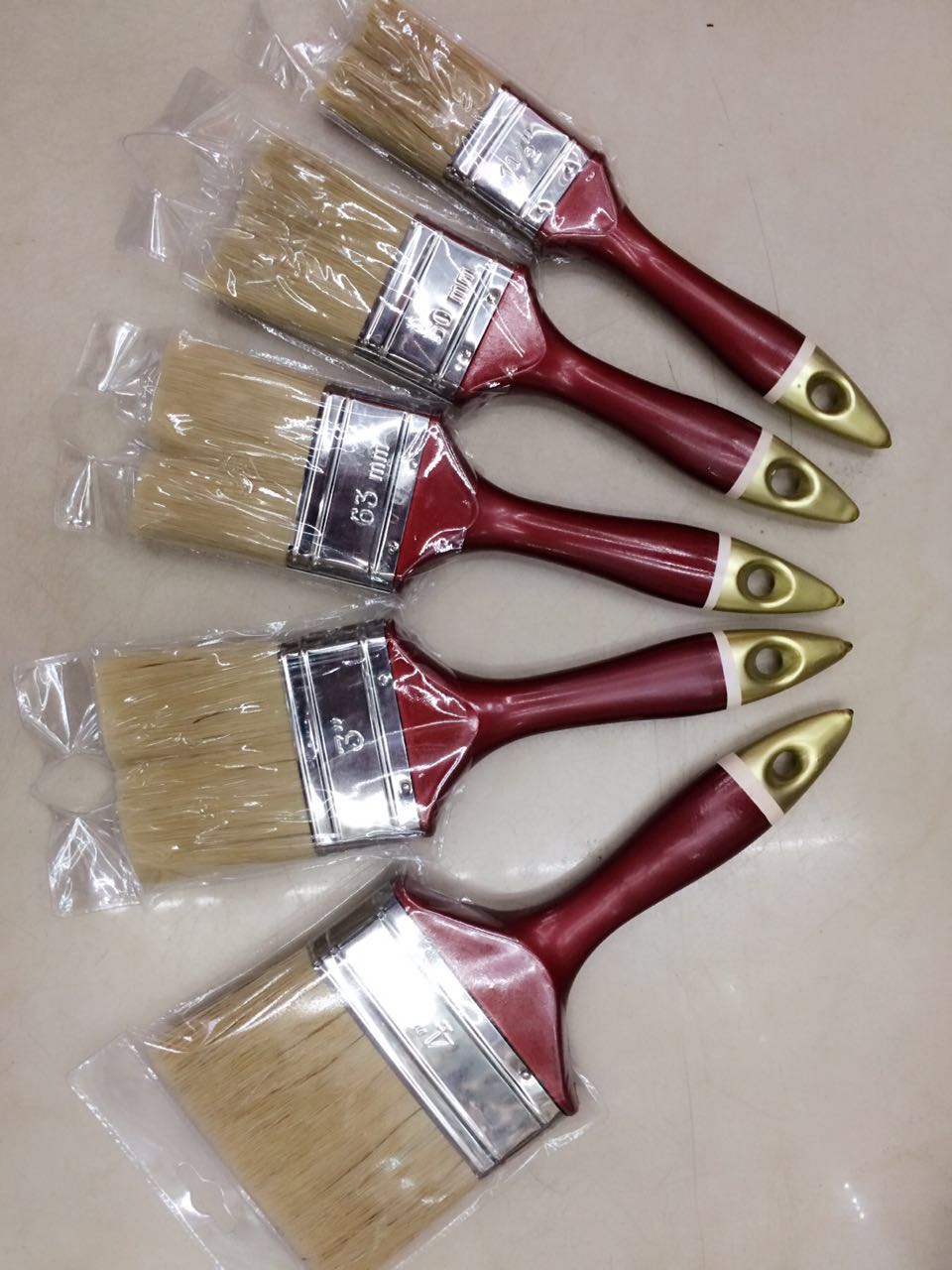 厂家直销透明红金尾三色漆猪鬃油漆刷子