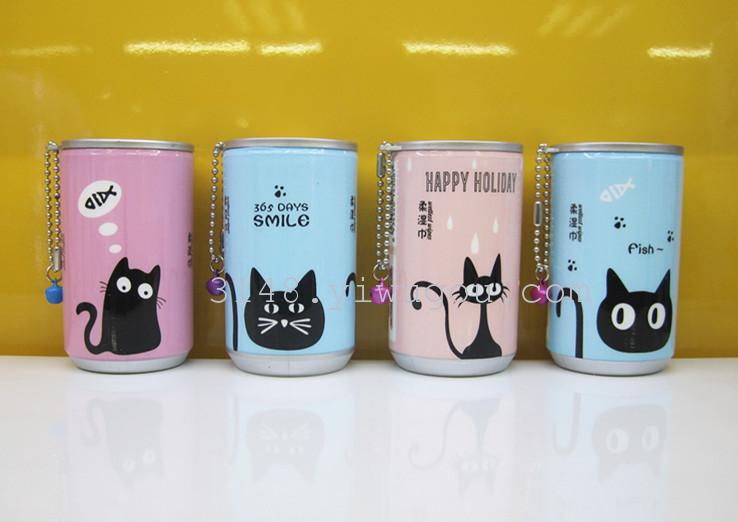 2017新款卡通搞怪猫猫系列30片罐装迷你小湿巾